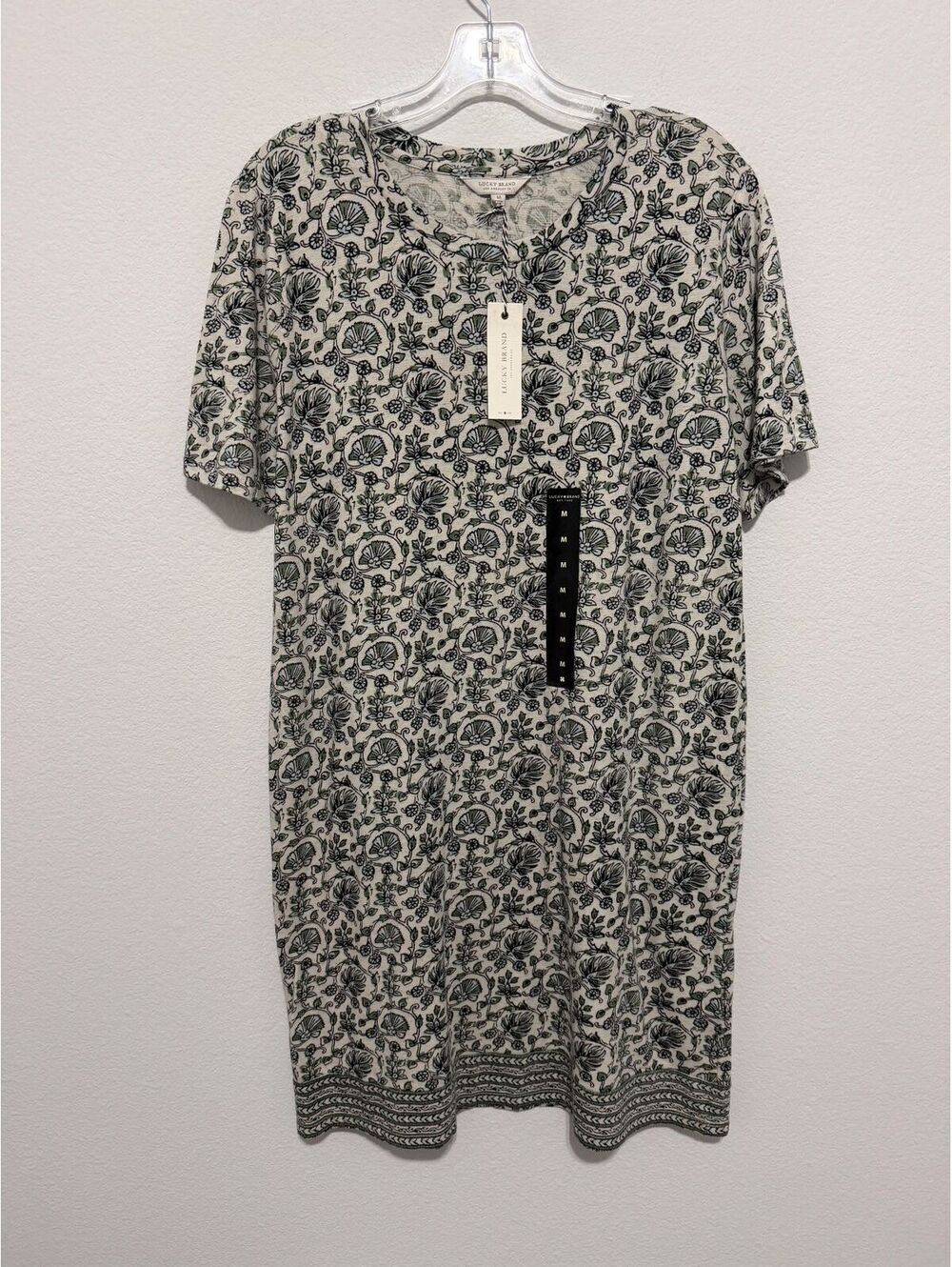 Lucky Brand NWT Short Sleeve Round Neck Floral T-Shirt Dress Women's Size M